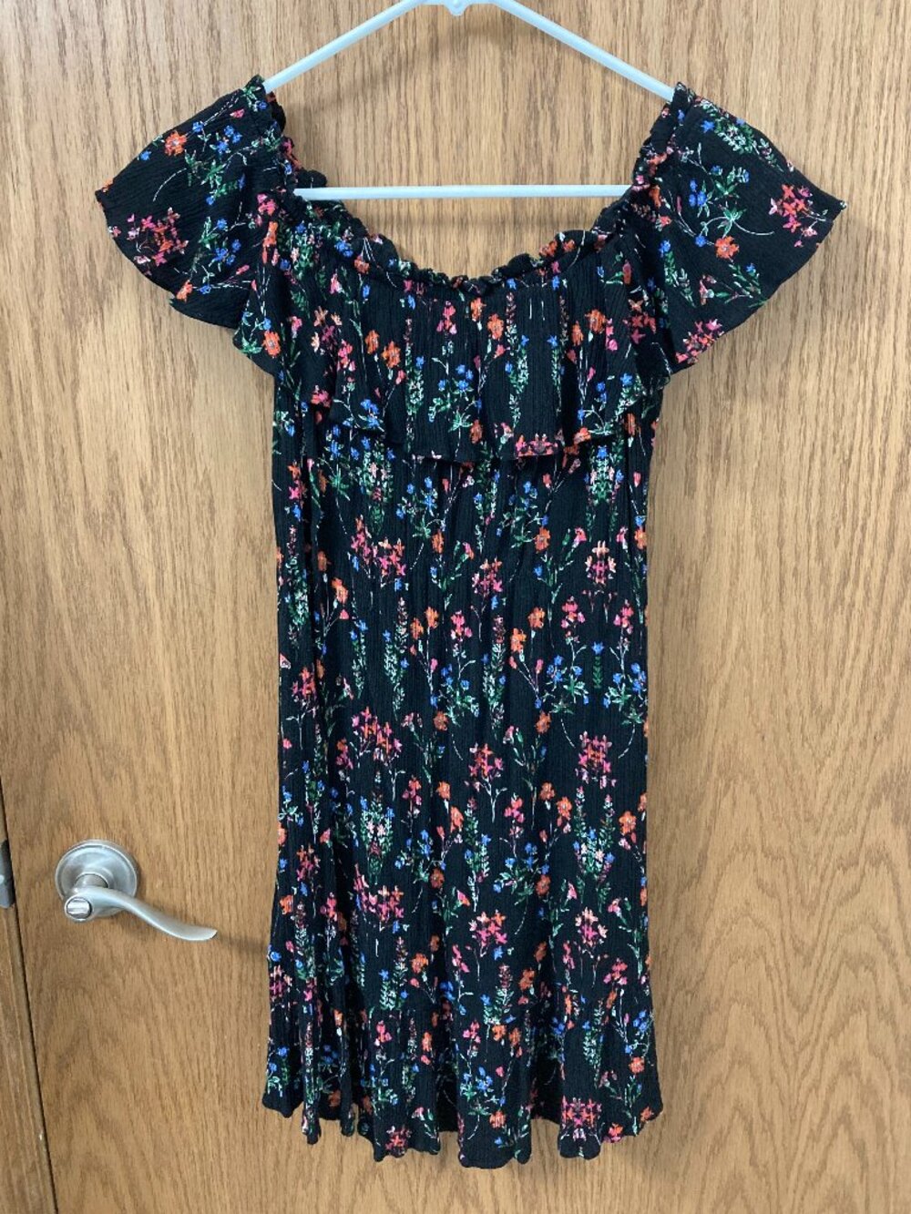 Altar'd State Black Floral Off Shoulder Dress - S
